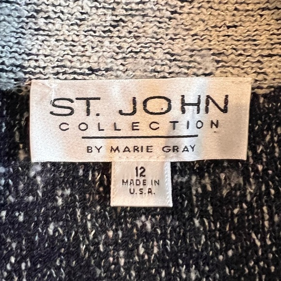 St. John Collection Gray Knit Blazer with Red Accents - Picture 2 of 6